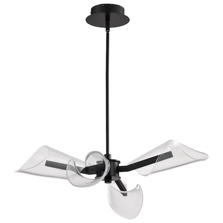 Nuvo Sedona, 27 Inch 4 Light LED Chandelier, Matte Black, Silk Screened Acrylic Lens 62/2283